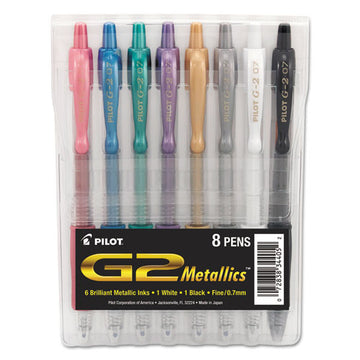 Pilot® G2 Metallics Gel Pen, Retractable, Fine 0.7 Mm, Assorted Ink And Barrel Colors, 8-pack freeshipping - TVN Wholesale